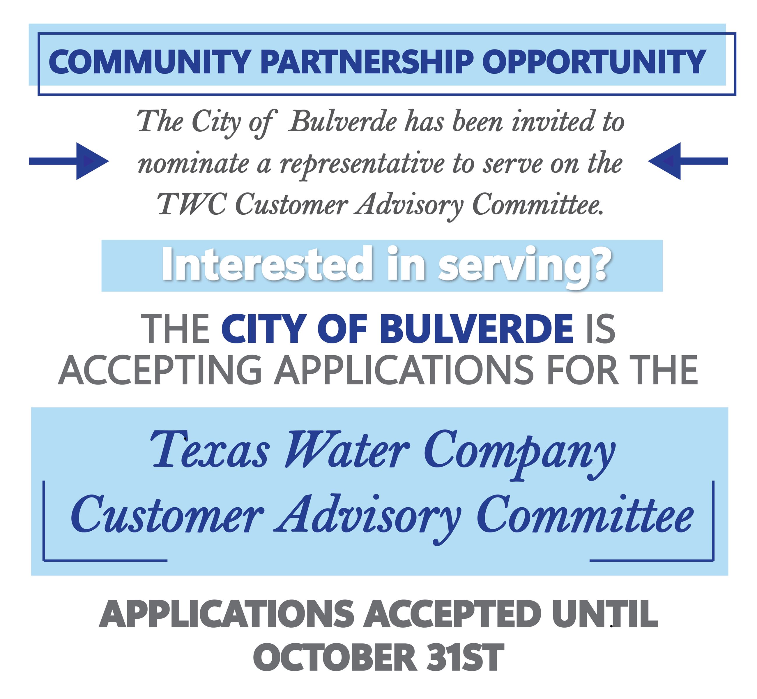Texas Water Company (TWC) Customer Advisory Committee