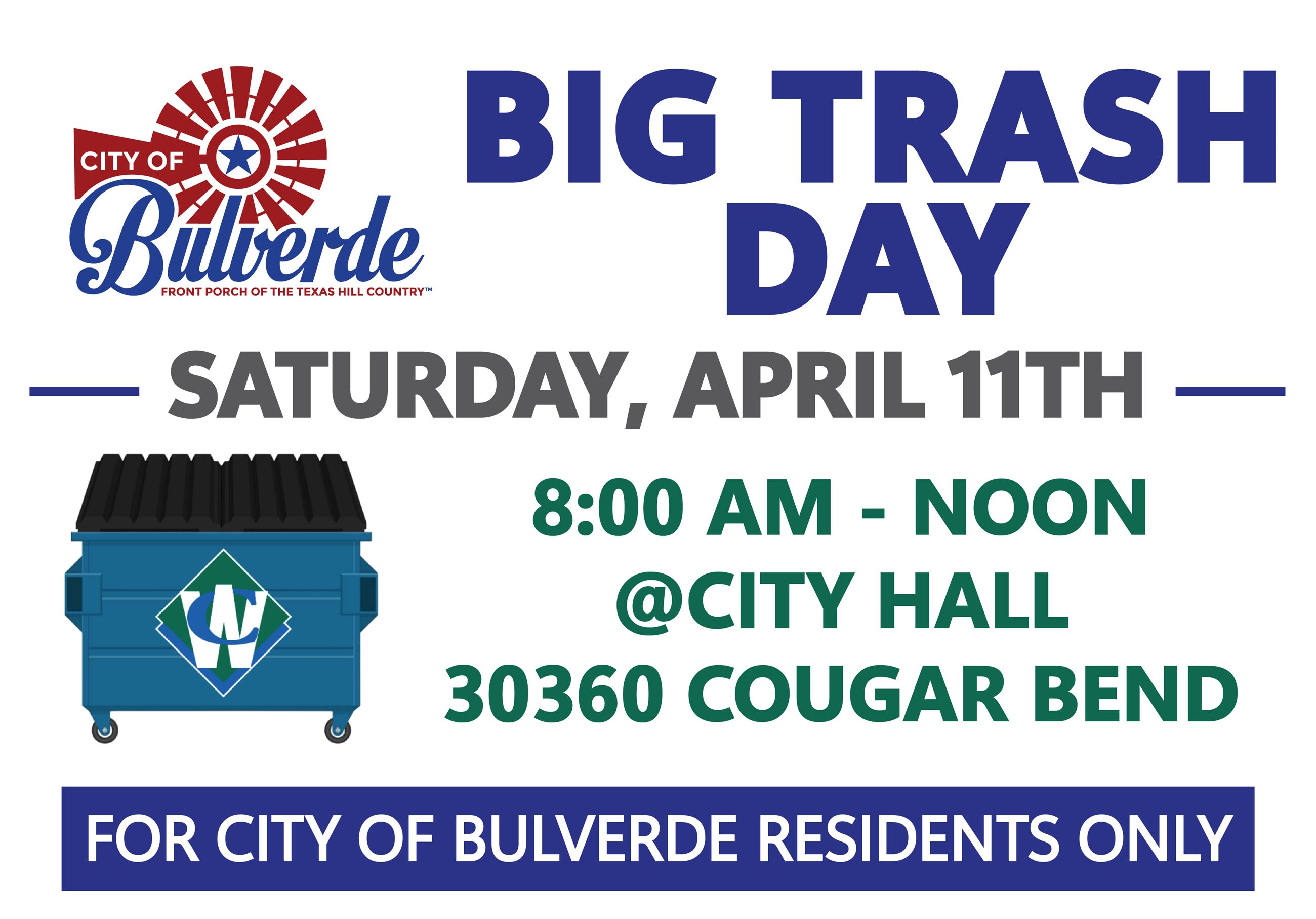Big Trash Day - April 11th - NewsFlash Image