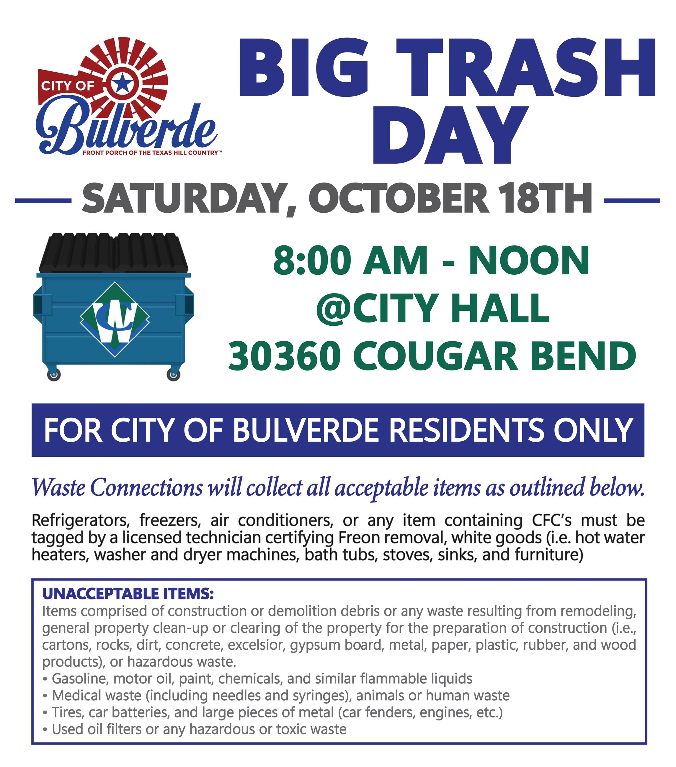 Big Trash Day - October 18th