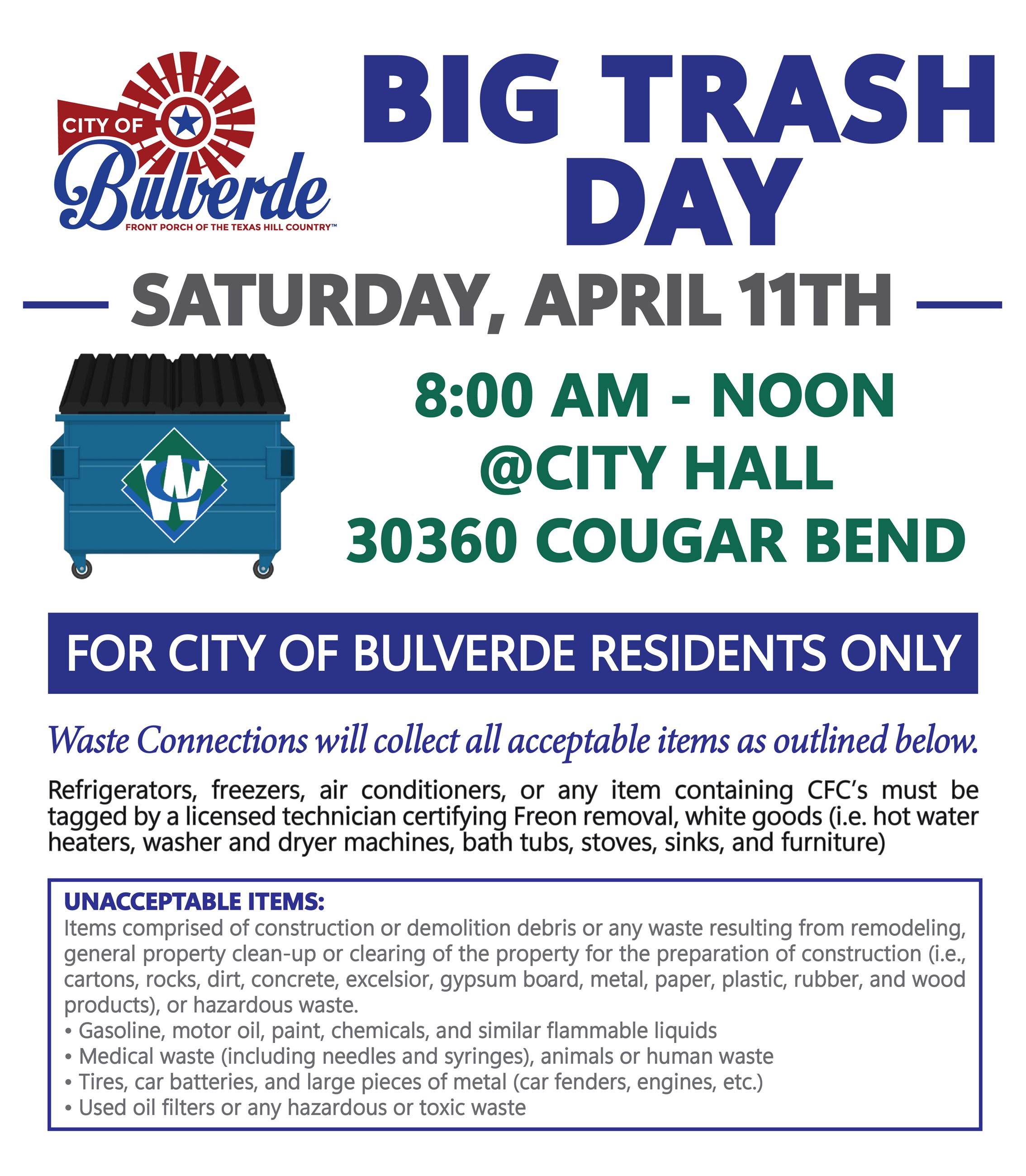 Big Trash Day - April 11th
